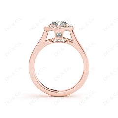 Halo Diamond Engagement Ring Setting Round Cut with Claw Set Centre Stone  Channel Setting Side Stone in 18K Rose Gold 