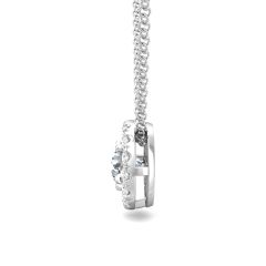 Diamond Halo Slider Pendant Four Claw Setting Centre Stone Pave Setting Side Stone In 18K White Gold 
