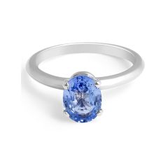 Blue Sapphire Engagement Ring in 18 Karat White Gold