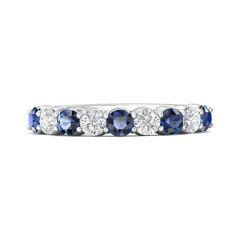 18K White Gold Eternity Sapphire and Diamond Wedding Ring Share Claw Setting 