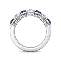Four Stone Sapphire Diamond Women's Wedding Ring Share Prong Setting In 18K White Gold