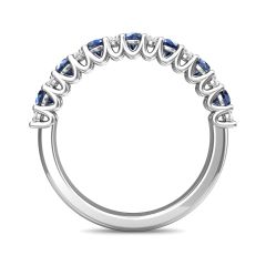 Blue Sapphire and Diamond Semi Eternity Classic Wedding Ring Set in 18K White Gold 