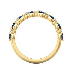 Sapphire Diamond Eternity Wedding Ring Share Prong Setting In 18K Yellow Gold 