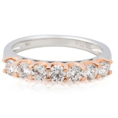 Diamond Wedding Ring Share Claw Setting Rose and white gold In 18K Rose Gold 