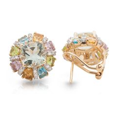 Multi-colour Gemstones Earring with Diamonds 