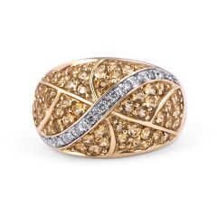 Citrine and Diamond cocktail ring in 14 Karat Yellow Gold 