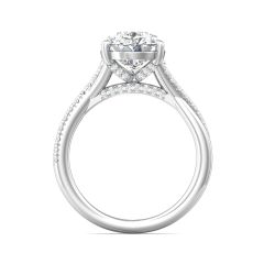 Pear Shape Cross over Double Band Pave Setting Diamond Ring 6 Claw Setting -Platinum