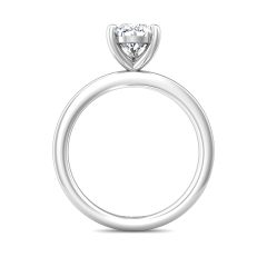 Pear Shape Cut Solitaire Diamond Engagement Ring 5 Claw Setting In a Plain Half Round Shape Band-18K White