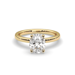 Oval Shape Hidden Halo Diamond Engagement Ring In 4 Claw Setting -18K Yellow