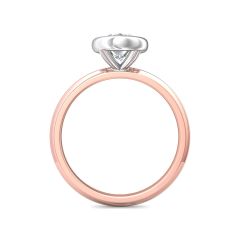  Bezel Setting Round Brilliant Cut Diamond Engagement Ring In a Plain Knife Edge Band-18K Rose