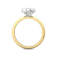  Bezel Setting Round Brilliant Cut Diamond Engagement Ring In a Plain Knife Edge Band-18K Yellow