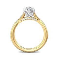 Oval Cut Cross over Double Band Pave Setting Diamond Engagement Ring 4 Claw Setting-18K Yellow