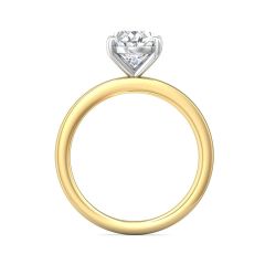 Oval Cut Solitaire Diamond Engagement Ring 4 Claw Setting In a Plain round Shape Band