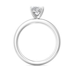 Oval Shape Cut Solitaire Diamond Engagement Ring 5 Claw Setting In a Plain Half Round Shape Band-Platinum