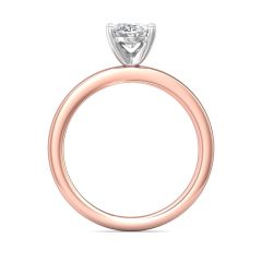 Oval Shape Cut Solitaire Diamond Engagement Ring 5 Claw Setting In a Plain Half Round Shape Band-18K Rose