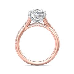 Pear Shape Cross over Double Band Pave Setting Diamond Ring 6 Claw Setting -18K Rose