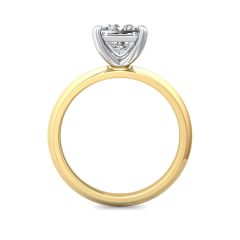 Princess Cut Solitaire Diamond Engagement Ring 4 Claw Setting Knife Edge Band -18K Yellow