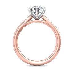 Solitaire Round Cut 6 Claw Tapered Plain Band Diamond Engagement Ring -18K Rose