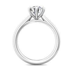 Solitaire Round Cut 6 Claw Tapered Plain Band Diamond Engagement Ring -Platinum