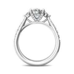 Oval Cut Trilogy 3 Stone 4 Claw Diamond Engagement Ring In a Pave Setting Side Stones-Platinum