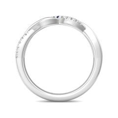 Sapphire And Diamond Twist Ring Half Way Setting In 18K White Gold 