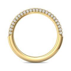 Pave Setting Women's Diamond Wedding Ring Three Row Hand Set In 18K Yellow Gold 