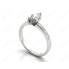 Marquise Cut Diamond Engagement ring with six claws centre stone in 18K White