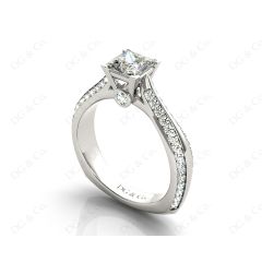 Princess Cut Diamond Engagement Ring with Claw set centre stone in 18K White