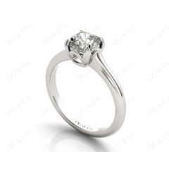 Cushion Cut Classic Four Claws Diamond Solitaire Ring in 18K White