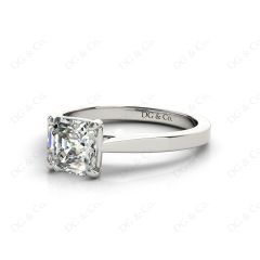 Asscher Cut Diamond Engagement Ring with Claw set centre stone in Platinum
