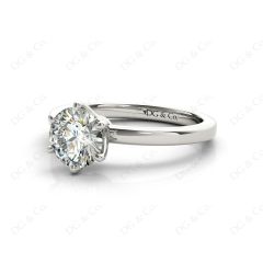 Round Cut Diamond Engagement Ring with Claw set centre stone in 18K White