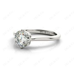 Round Cut Classic Six Claws Diamond Solitaire Ring in 18K White Gold