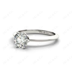Round Cut Classic Six Claw Diamond Engagement Solitaire Ring in 18K White