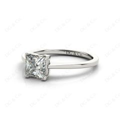 Princess Cut Classic Four claws Diamond Engagement Ring in 18K White