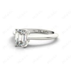 Emerald cut classic diamond solitaire engagement ring in 18K White