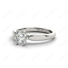 Round Cut Classic Six Claws Diamond Solitaire Ring in Platinum