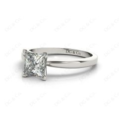 Princess Cut Diamond Engagement Ring with Claw set centre stone in Platinum