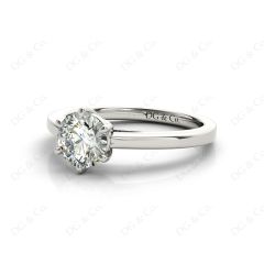 Round Cut Classic Six Claws Diamond Solitaire Ring in Platinum