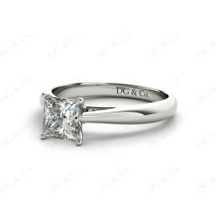 Princess Cut Four Claw Set Diamond Ring in Platinum