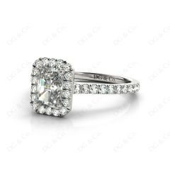 Radiant Cut Halo Diamond Engagement Ring with Claw Set Centre Stone in Platinum