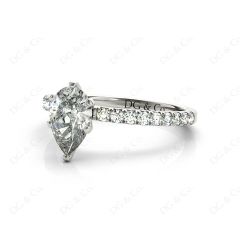 Marquise Cut Claw Set Diamond ring with pave set side stone in Platinum