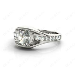 Radiant Cut Diamond Ring with Tension set centre stone in Platinum