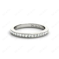 Diamond Wedding Band with Channel Setting Stones in Platinum