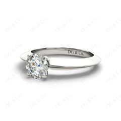 Round Cut Classic Four Claws Diamond Solitaire Ringin Platinum