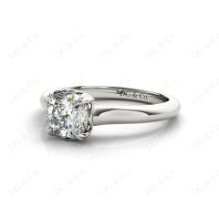 Cushion Cut Classic Four Claws Diamond Solitaire Ring in 18K White