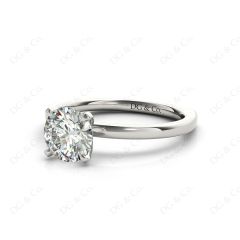 Round Cut Solitaire Four Claws Diamond Ring in 18K White