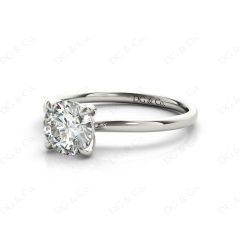 Round Cut Four Claw Set Diamond Ring with Plain Band In Platinum