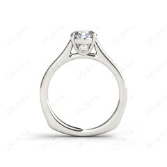 Round Cut Solitaire Diamond Engagement Ring with Four Prong set centre stone in 18K White