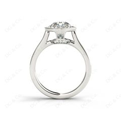 Halo Diamond Engagement Ring Setting Round Cut with Claw Set Centre Stone Channel Setting Side Stone in 18K White Gold