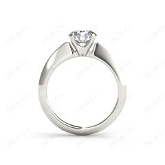 Round Cut Solitaire Diamond Engagement Ring with Four Prong set centre stone and a Knife Edge Band in Platinum